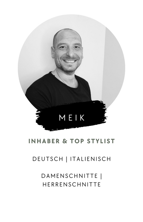Portrait von Meik, Inhaber und Top Stylist bei max your hairstyle. Er macht Damenschnitt und Herrenschnitte und spricht Deutsch und Italienisch.